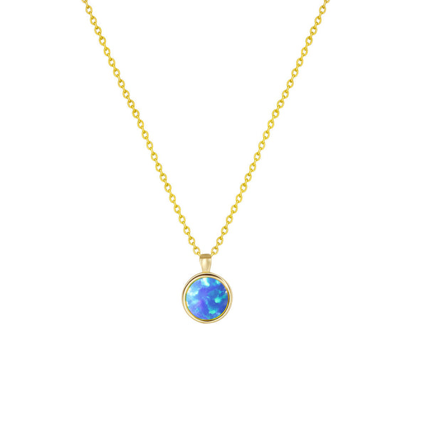 Circle Opalite Bezel Set YGP Necklace