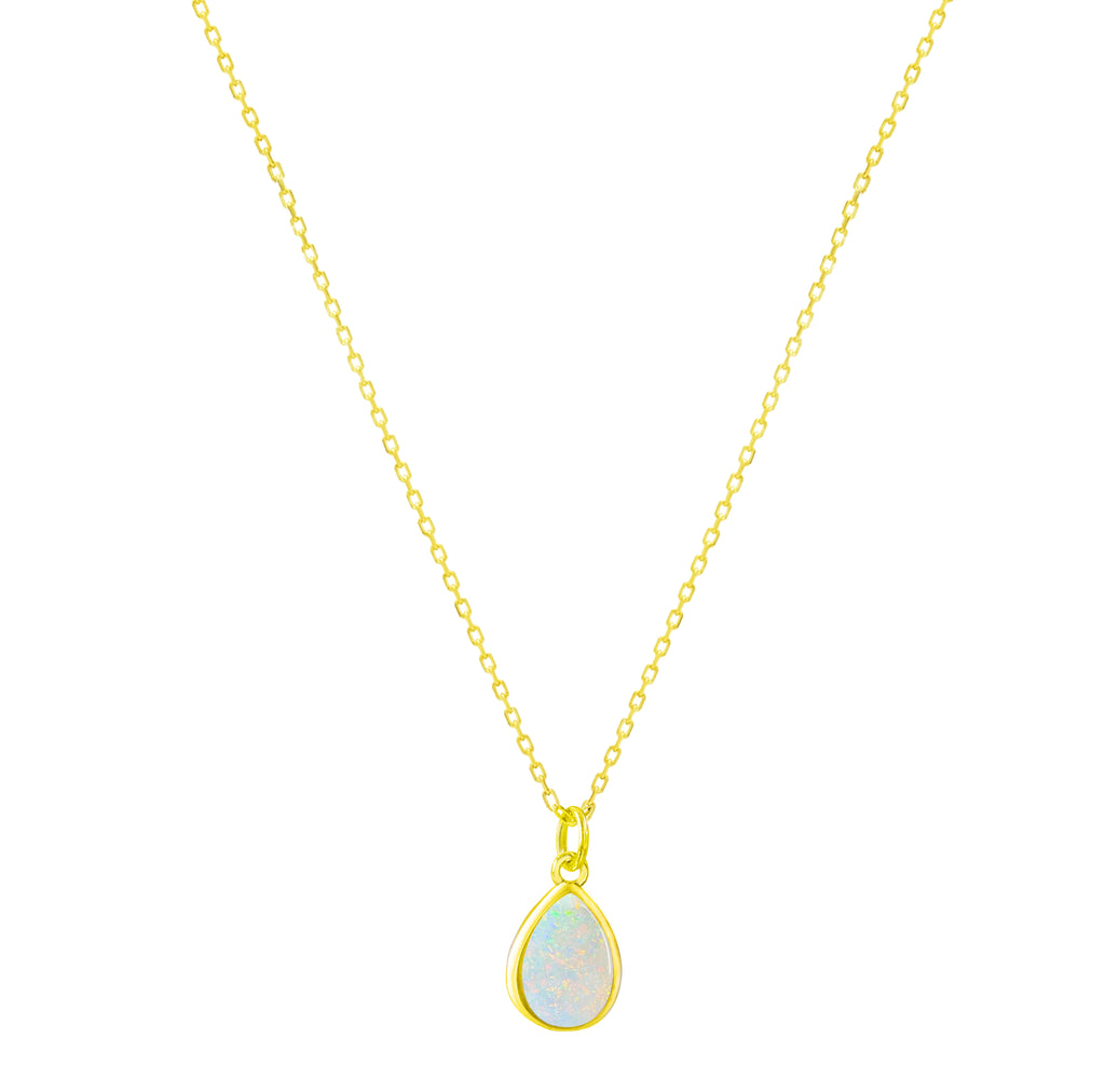 White Teardrop Opalite YGP Necklace