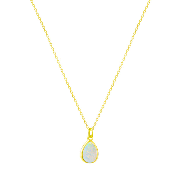 White Teardrop Opalite YGP Necklace