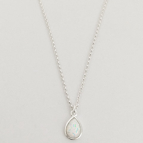 Teardrop Opalite Bezel Set SS Necklace