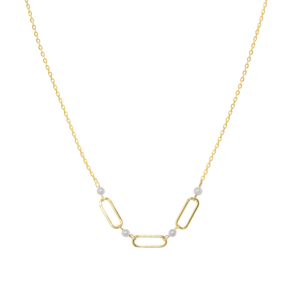 Necklace - 3 Clips & Pealrs Necklace