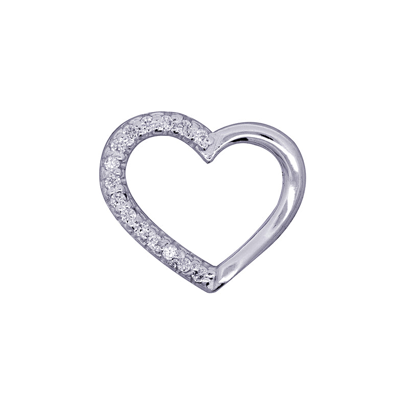 SS CZ Floating Heart Pendant Necklace
