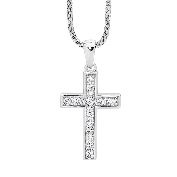 CZ Cross Silver Pendant