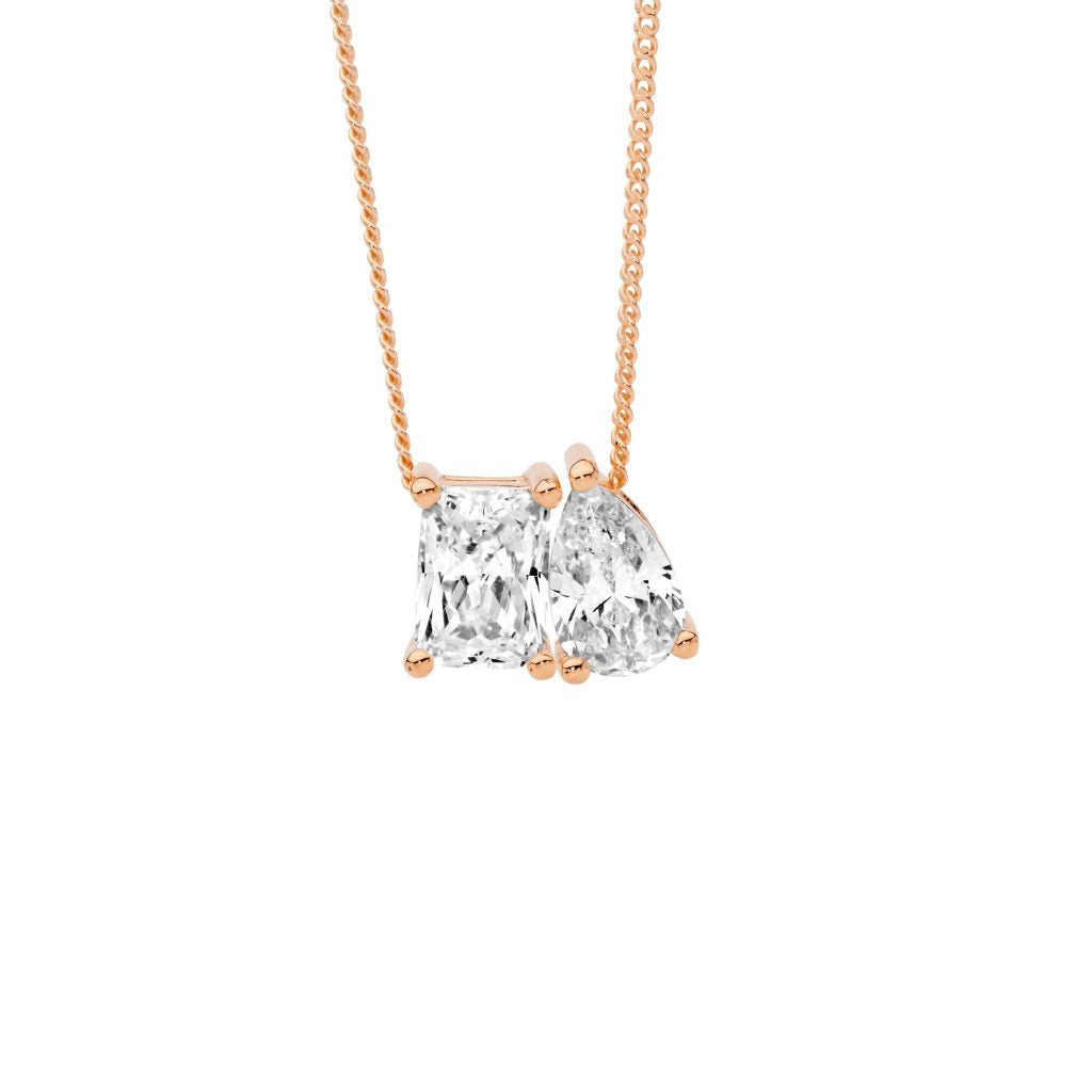 Emerald & Pear Cut Cubic Zirconia Pendant - 3 colours