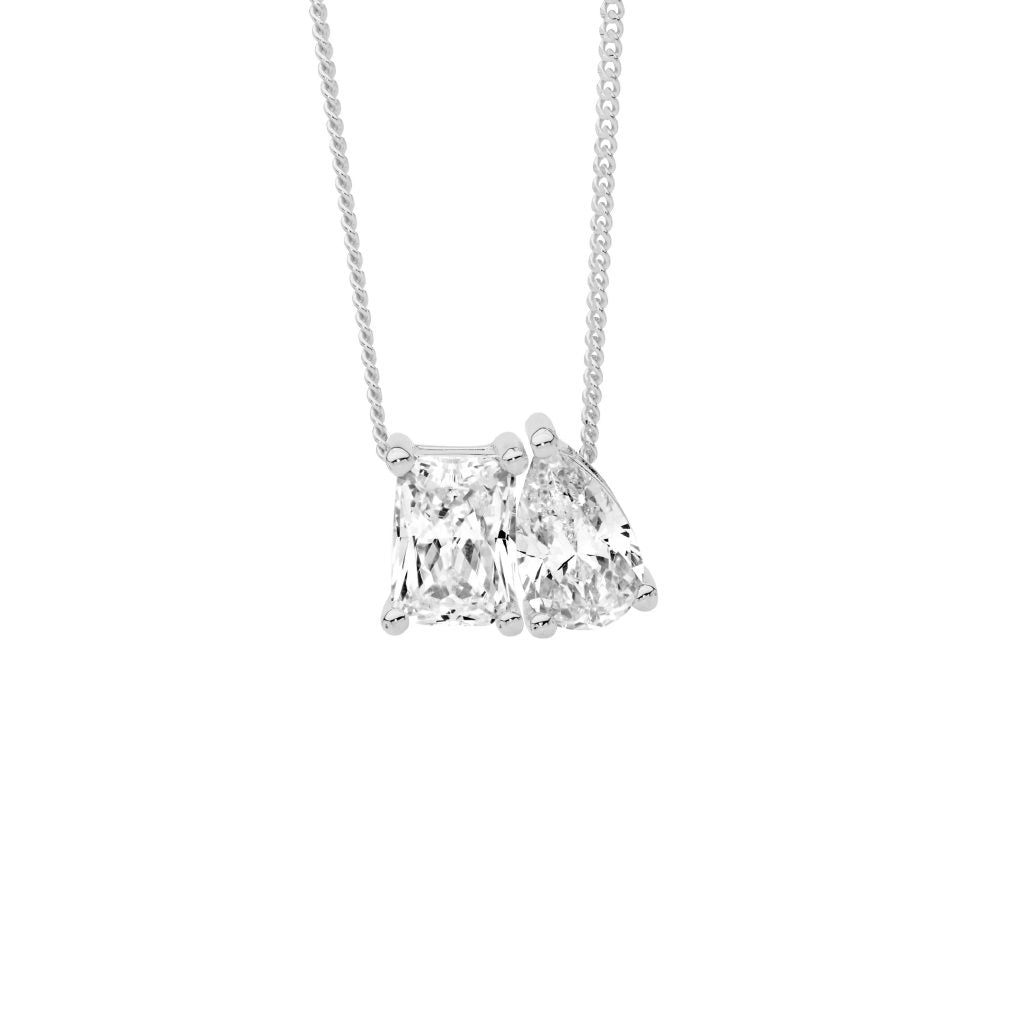 Emerald & Pear Cut Cubic Zirconia Pendant - 3 colours
