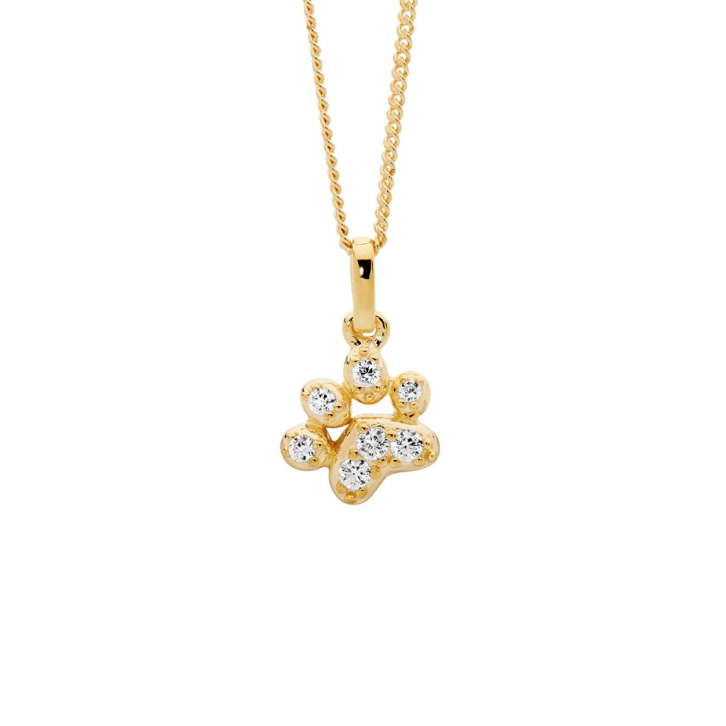 Paw Print with CZ Pendant - 2 Colours