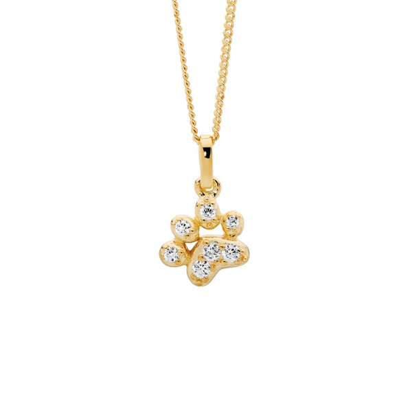 Paw Print with CZ Pendant - 2 Colours