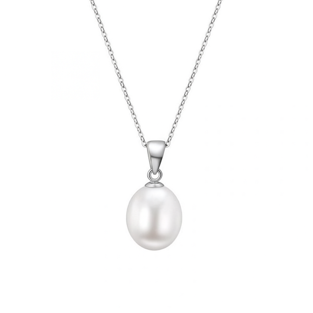 S/S Whie Drop Fresh Water Necklace