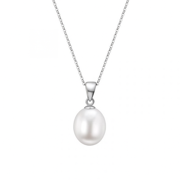 S/S Whie Drop Fresh Water Necklace