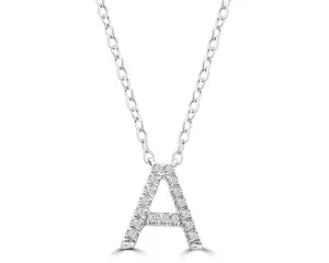 Diamond 8mm Initial White Gold Necklace