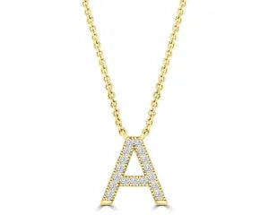 Diamond 8mm Initial Gold Necklace