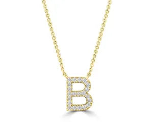 Diamond 8mm Initial 9ct Gold Necklace