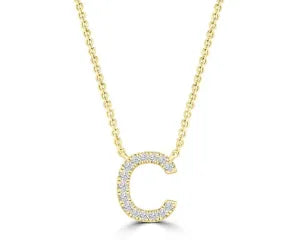 Diamond 8mm Initial 9ct Gold Necklace
