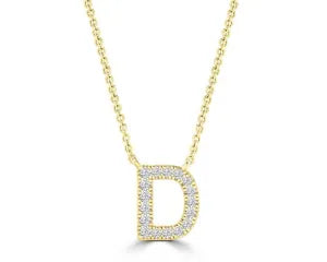Diamond 8mm Initial 9ct Gold Necklace