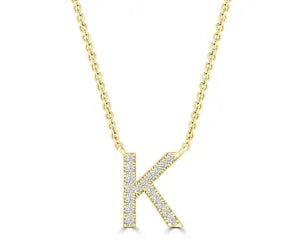 Diamond 8mm Initial 9ct Gold Necklace