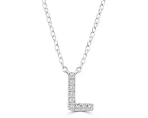 Diamond 8mm Initial 9ct White Gold Necklace