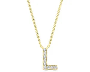 Diamond 8mm Initial 9ct Gold Necklace