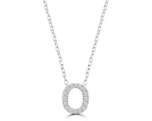 Diamond 8mm Initial 9ct White Gold Necklace