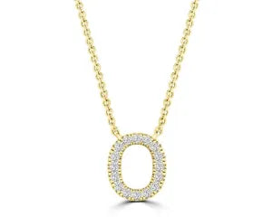 Diamond 8mm Initial 9ct Gold Necklace