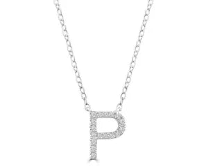 Diamond 8mm Initial 9ct White Gold Necklace