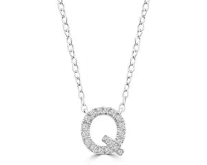 Diamond 8mm Initial 9ct White Gold Necklace