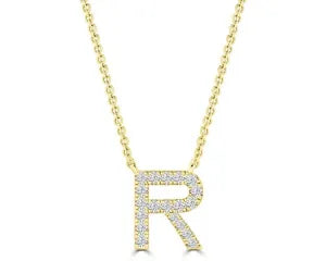 Diamond 8mm Initial 9ct Gold Necklace