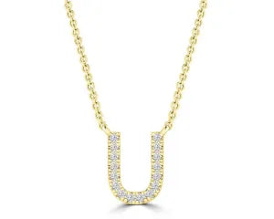 Diamond 8mm Initial 9ct Gold Necklace