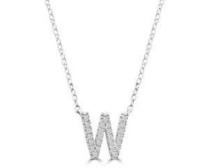 Diamond 8mm Initial 9ct White Gold Necklace