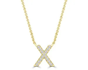 Diamond 8mm Initial 9ct Gold Necklace