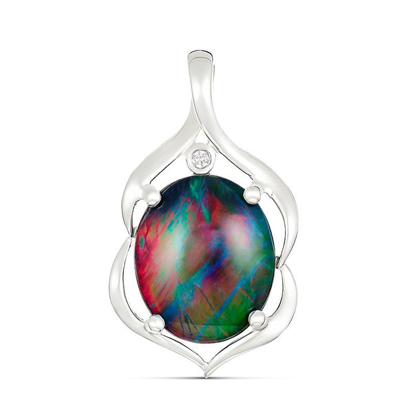 Firegem: Ophelia Oval Triplet Opal & CZ Pendant Silver