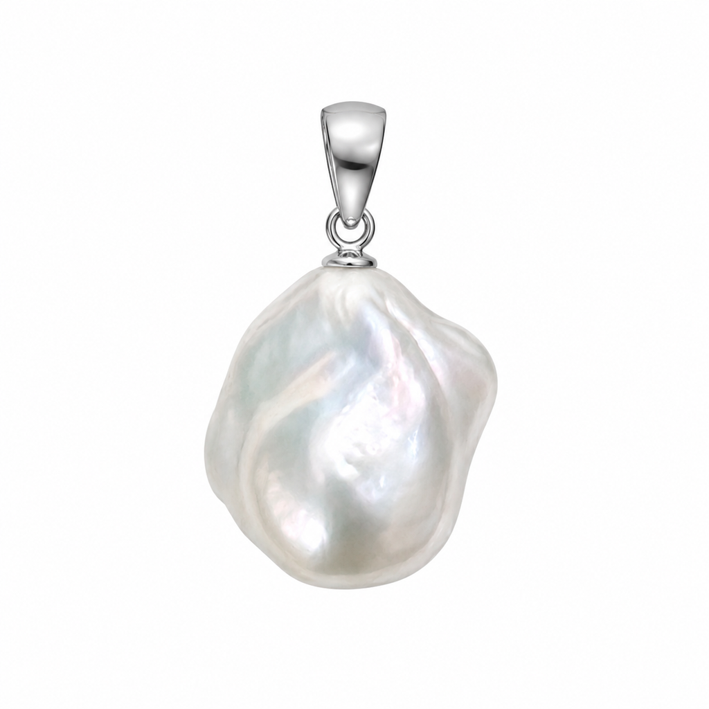 White Baroque FWP Sterling Silver Pendant