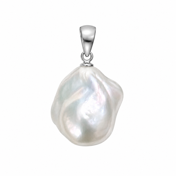 White Baroque FWP Sterling Silver Pendant