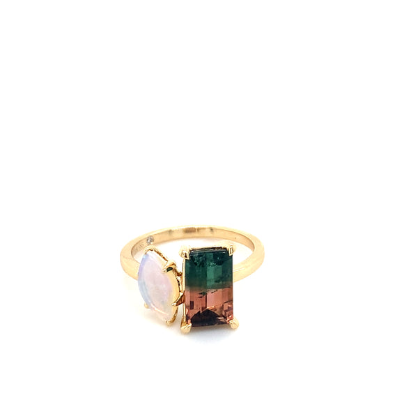 Tahlia Toi et Moi Opal & Tourmaline Ring