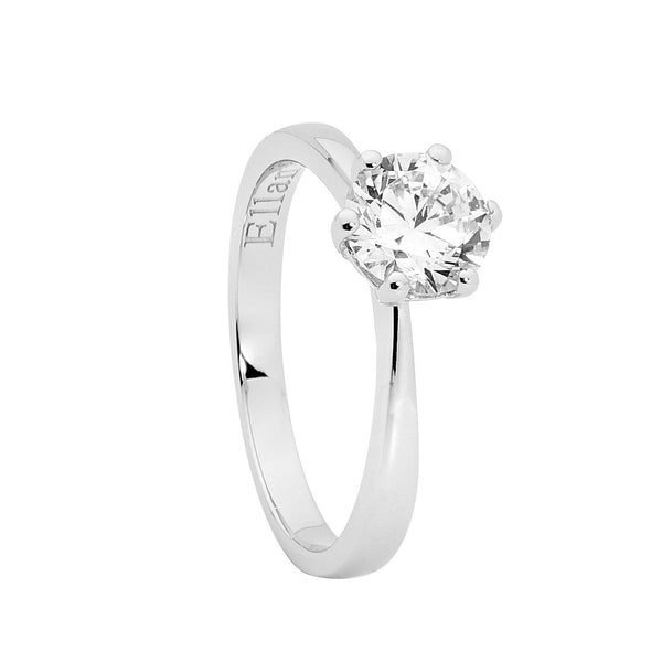 Ring - SS WH CZ 7mm Solitaire Ring