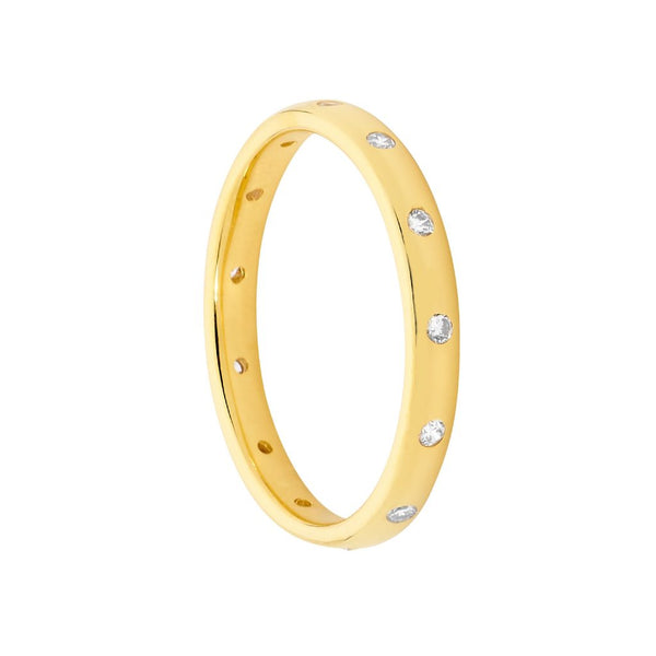 Ring - SS WH CZ Hammer Set Eternity Ring - 2 colours