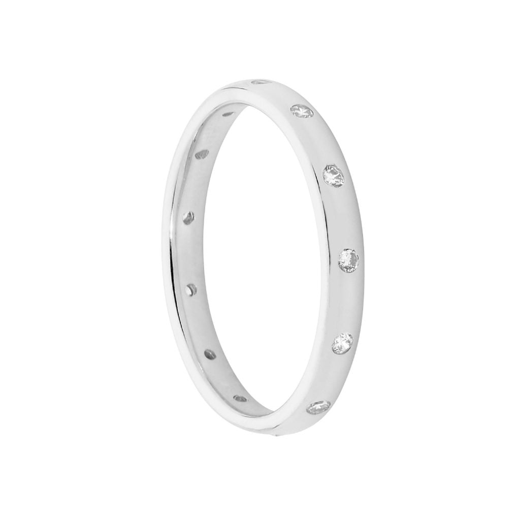 Ring - SS WH CZ Hammer Set Eternity Ring - 2 colours