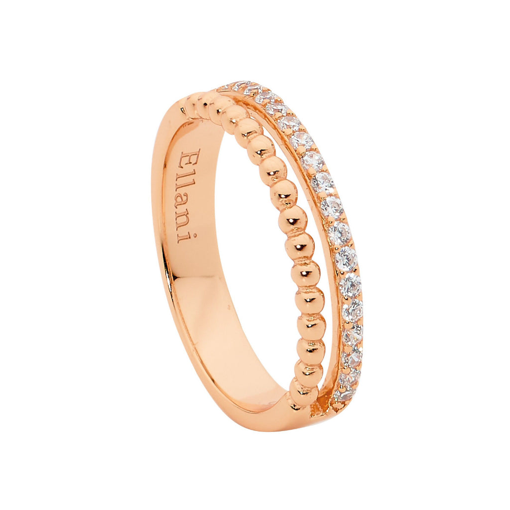 Ring - Silver Double Row CZ and Bubble - Different Sizes