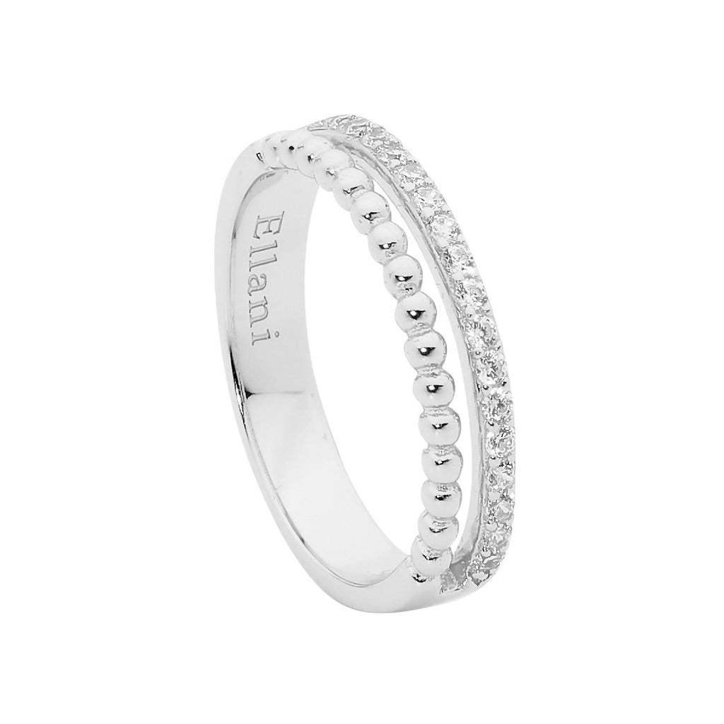 Ring - Silver Double Row CZ and Bubble - Different Sizes