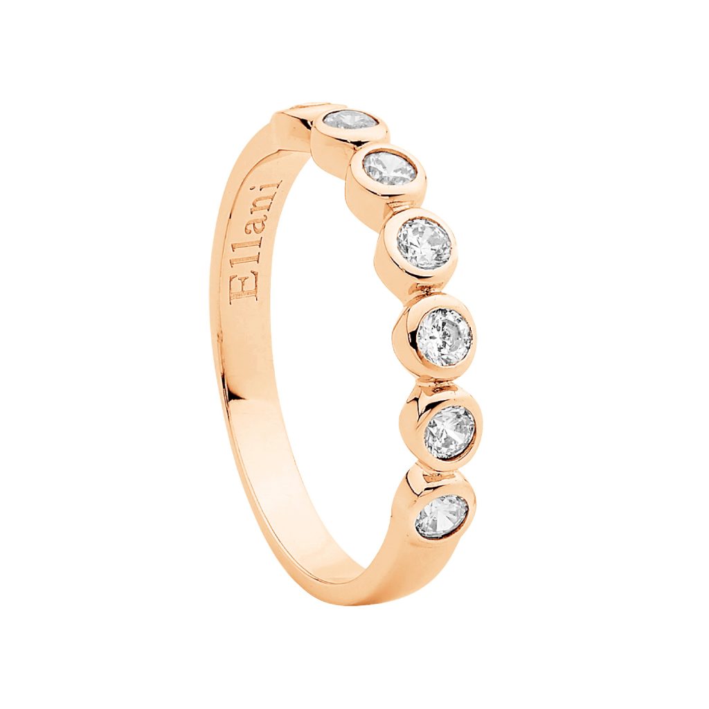 Ring - SS WH CZ Bezel Set Ring - 3 colours