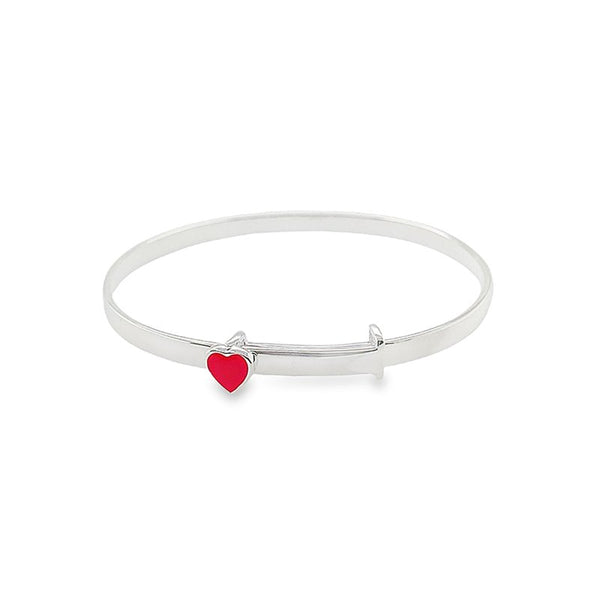 My Little Angel: Coco Red Heart Slider Silver Bangle