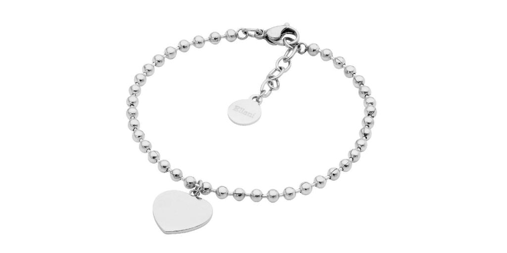 Stainless Steel Ball Bracelet with Heart Plate Charm