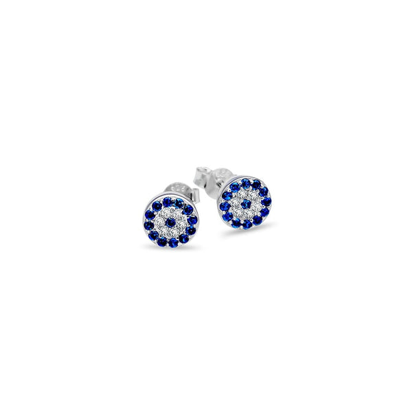 Earring -  Round CZ Evil Eye Studs