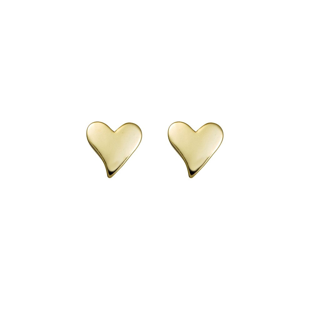 Flat Heart Stud Earrings
