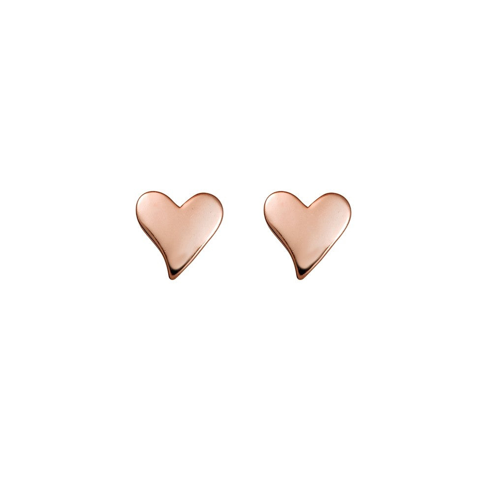 Flat Heart Stud Earrings