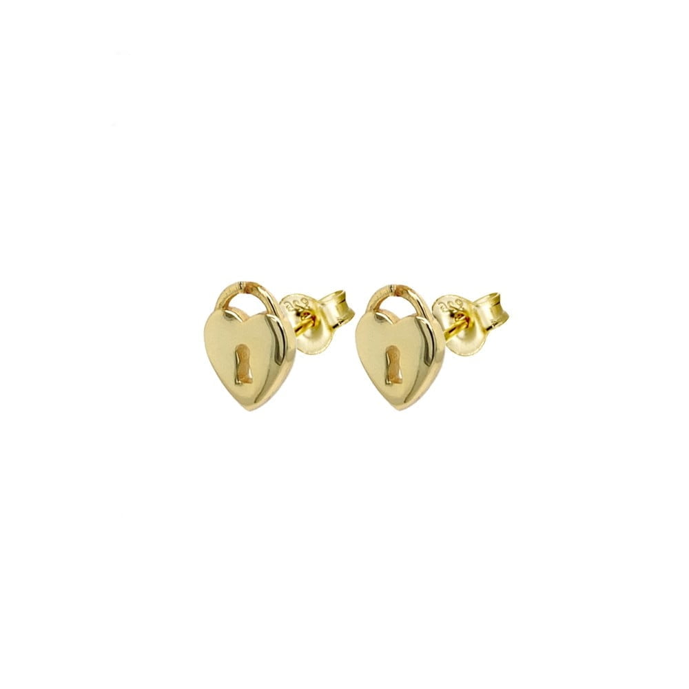 Mini Heart Padlock Stud Earrings