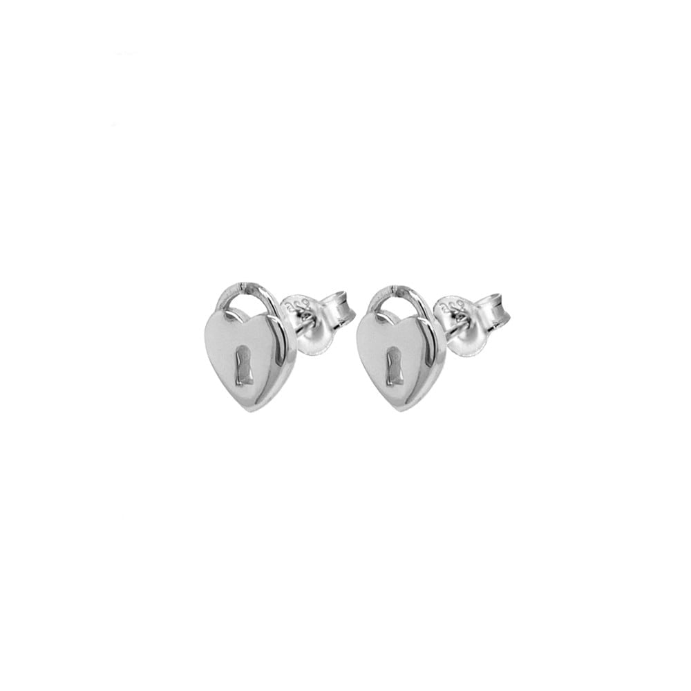 Mini Heart Padlock Stud Earrings