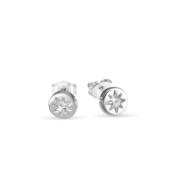Earring - North Star with CZ Silver Stud