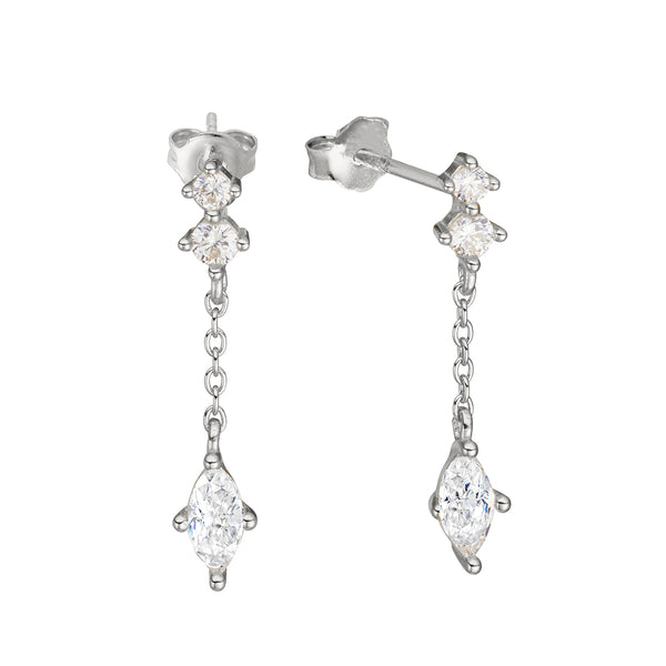 Earring - CZ Chain Drop Studs
