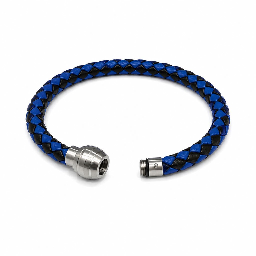 Interwoven Leather Pattern Bracelet with Magnet Screw Clasp