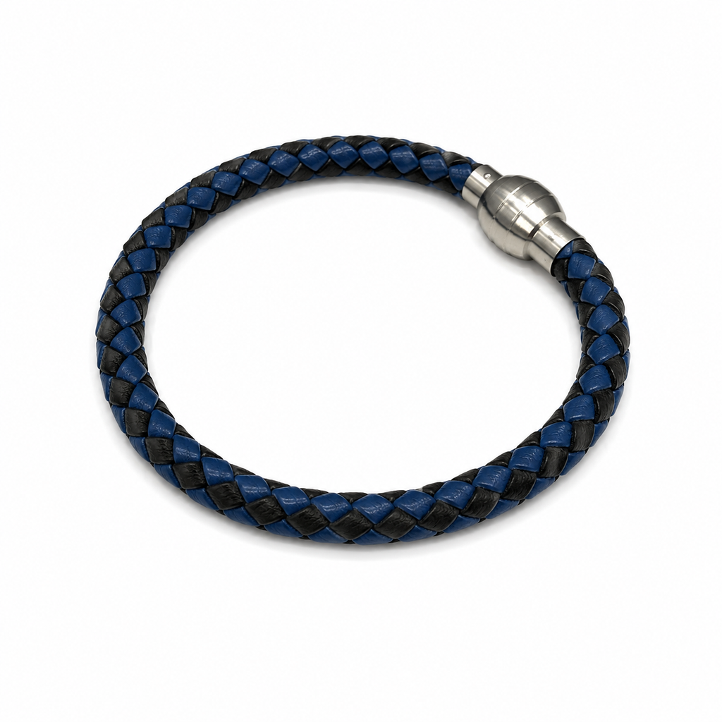 Interwoven Leather Pattern Bracelet with Magnet Screw Clasp